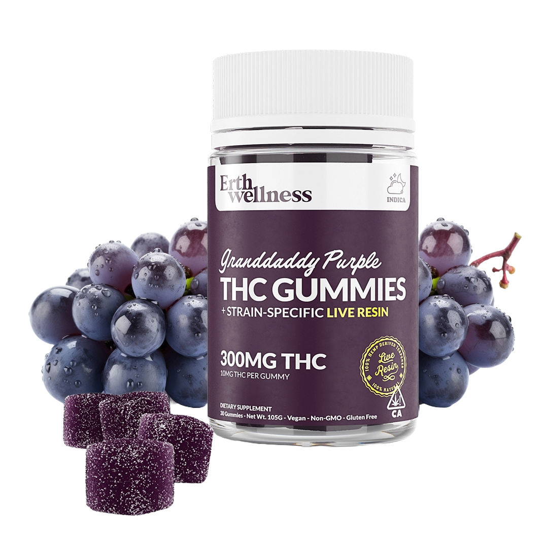 Δ9 THC Gummies - Granddaddy Purple - Live Resin (Indica) - 300mg.