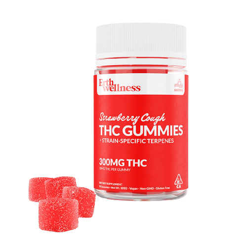Δ9 THC Gummies - Strawberry Cough - Strain Specific (Sativa) - 300mg.