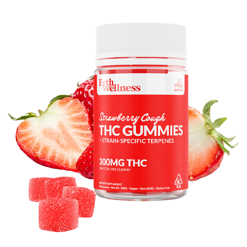 Δ9 THC Gummies - Strawberry Cough - Strain Specific (Sativa) - 300mg.