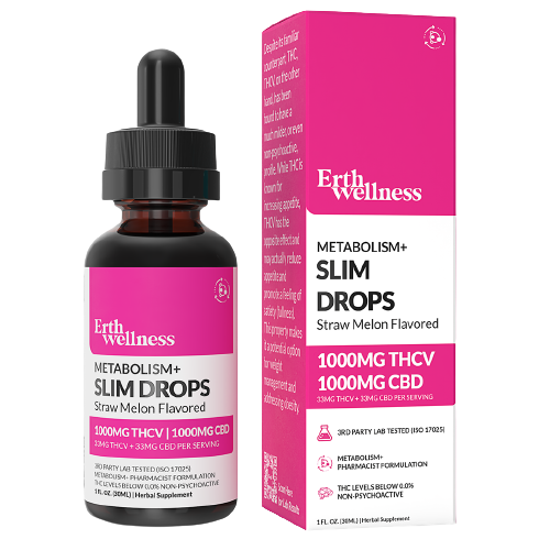 Metabolism+ SLIM DROPS 1000mg THCV : 1000mg CBD Drops.