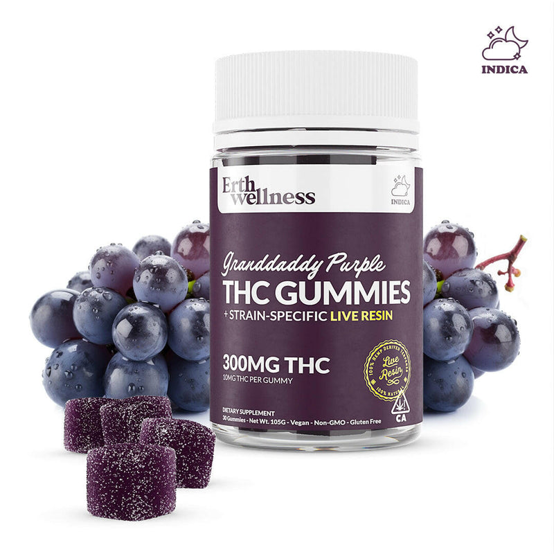 Δ9 THC Gummies - Granddaddy Purple - Live Resin (Indica) - 300mg.