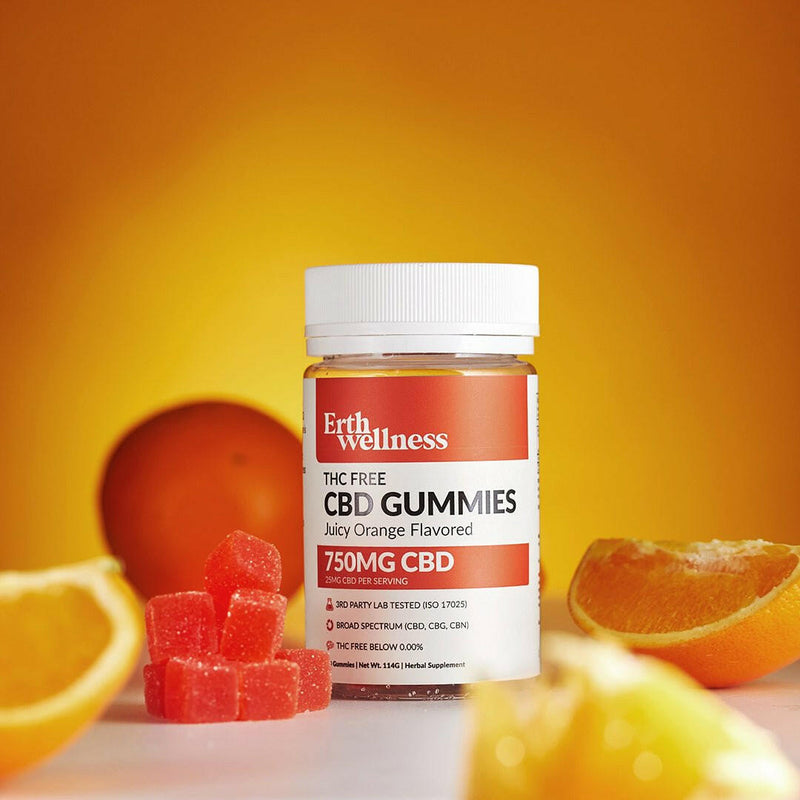 THC Free CBD Gummies - Vegan - Juicy Orange - 750mg